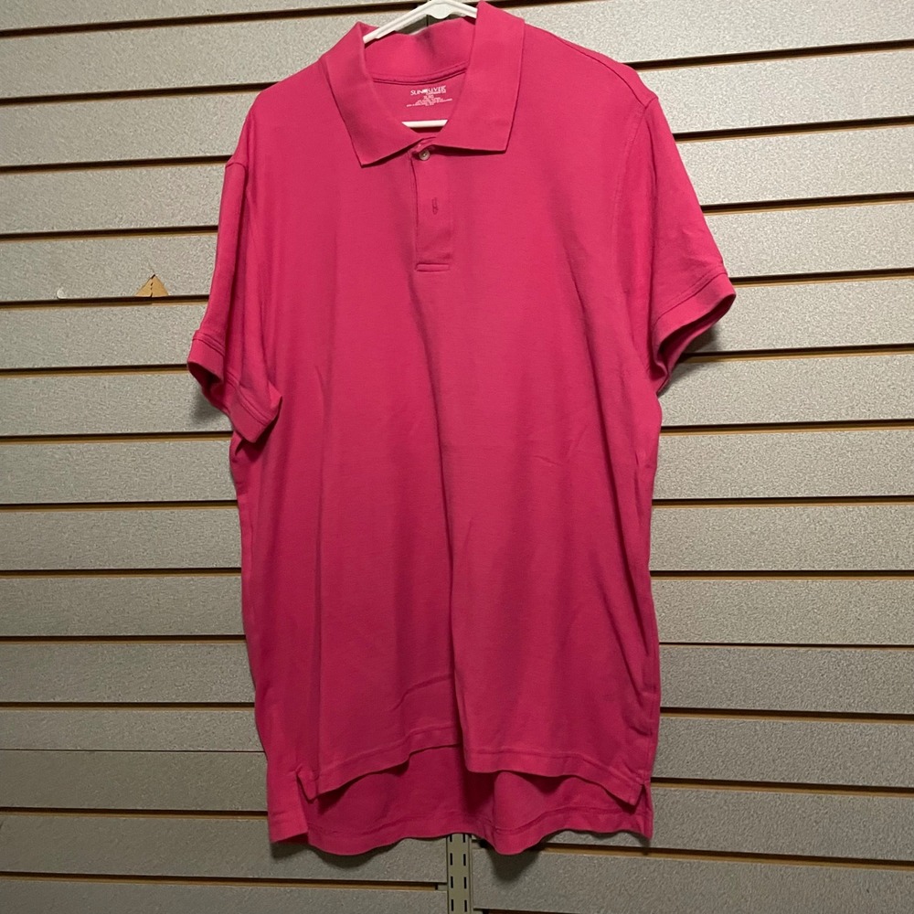 SUN RIVER MENS XLG PINK SHORT SLEEVE COLLARED POLO SHIRT 60% COTTON‎ 40% POLY